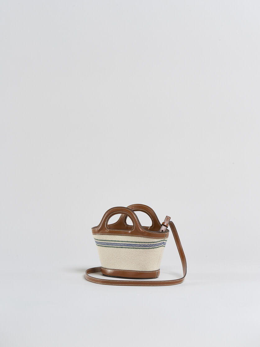 Tropicalia Micro Bag in brown leather and striped canvas - Handbag - Image 3
