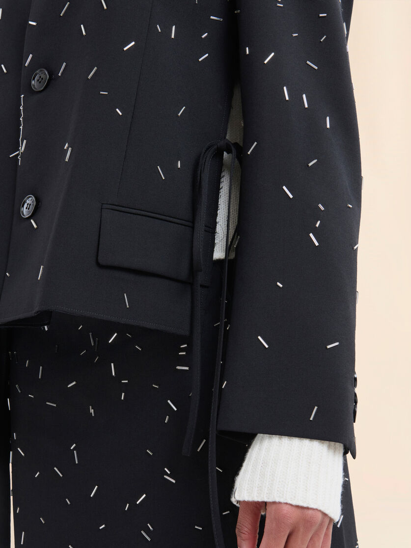 Schwarze Jacke aus Wolle mit Perlendetail - Jacken - Image 5