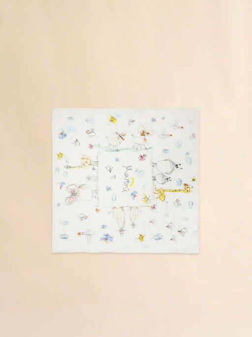 White cotton muslin set with hand-drawn prints - Other accessories