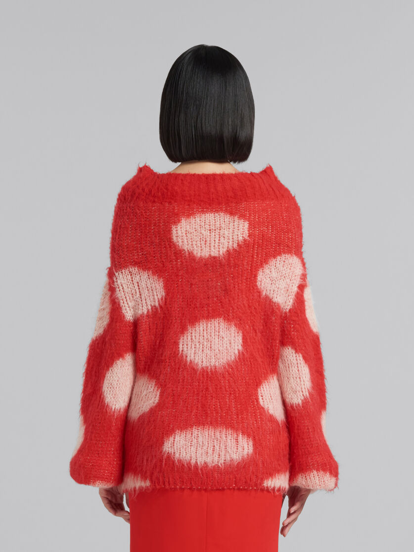 Red mohair boat-neck jumper with polka dots - Pullovers - Image 3