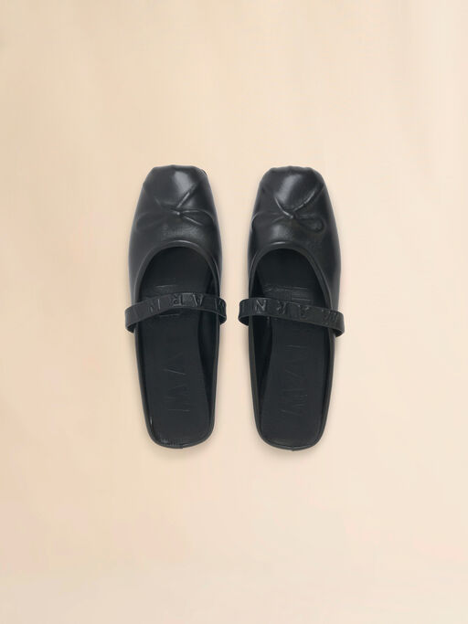 Black nappa leather Little Bow sabot ballet flat - Clogs