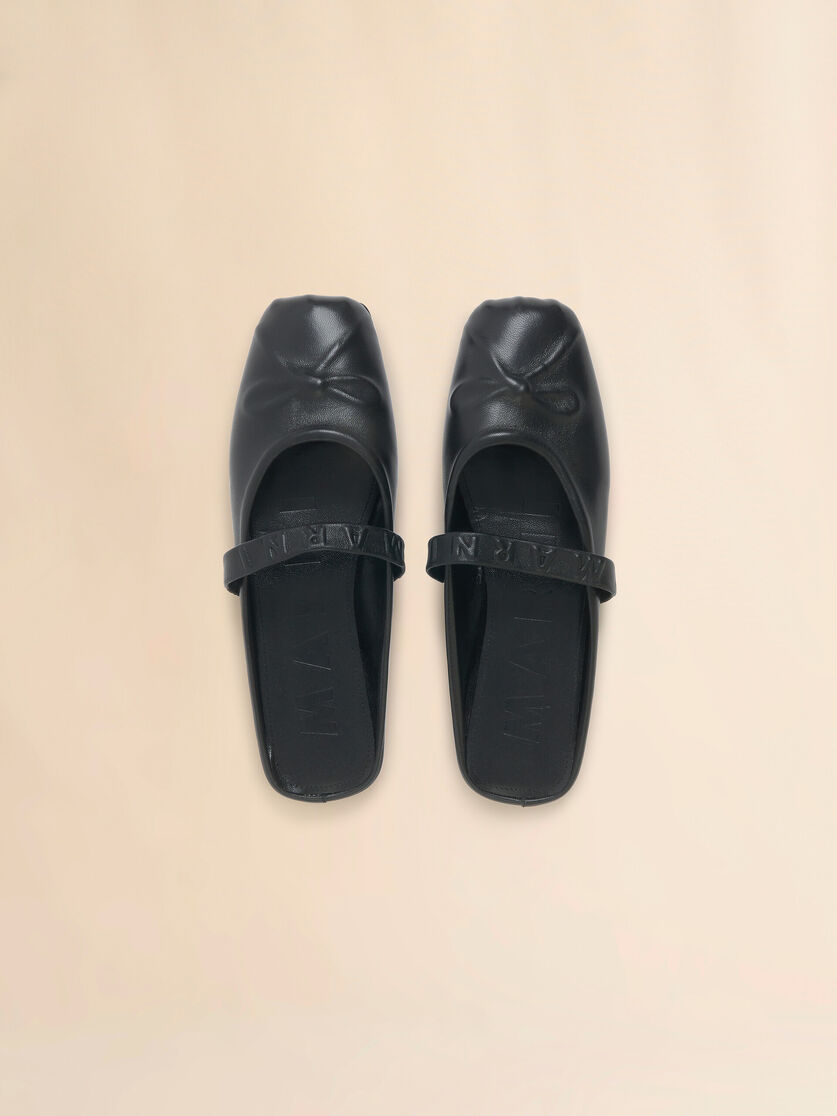 Black nappa leather Little Bow sabot ballet flat - Sandals - Image 4