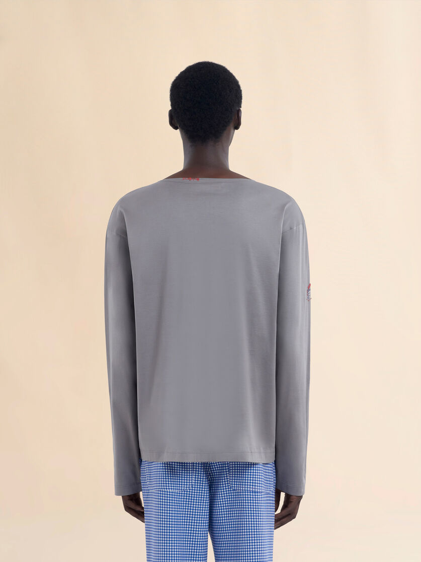 Grey organic cotton long sleeved T-shirt - Shirts - Image 3