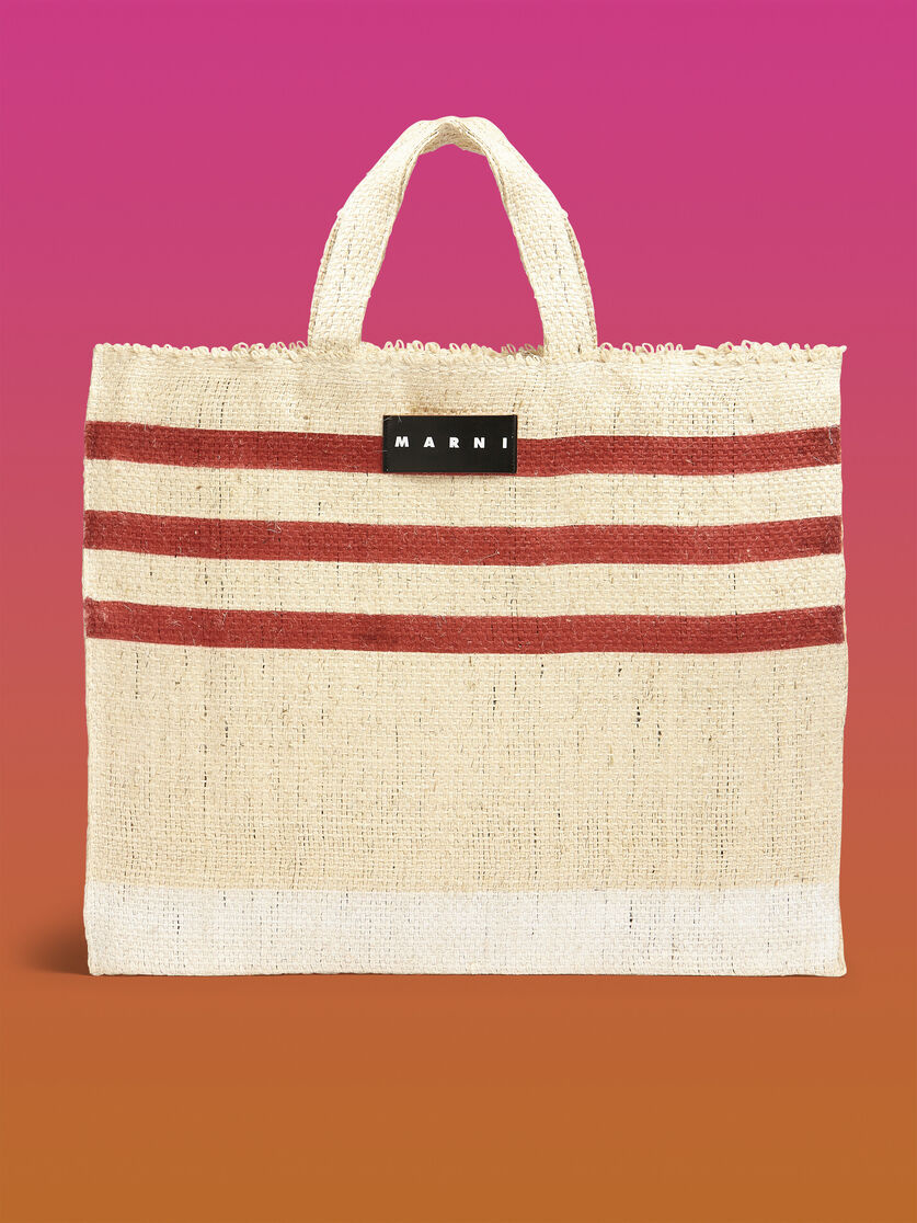 MARNI MARKET CANAPA large bag in black and orange natural fiber - Shopping Bags - Image 1