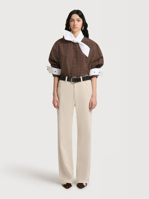Cream corduroy flared trousers - Pants