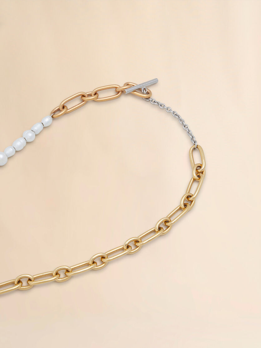 Mixed link chain necklace with pearls and rings - Necklaces - Image 3