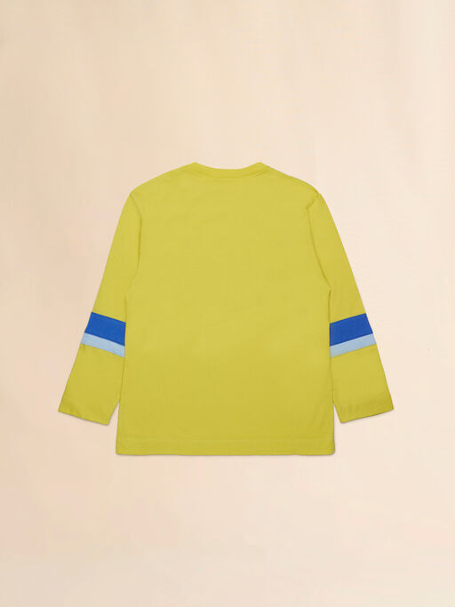 Yellow long-sleeved T-shirt with sleeve stripes - T-shirts