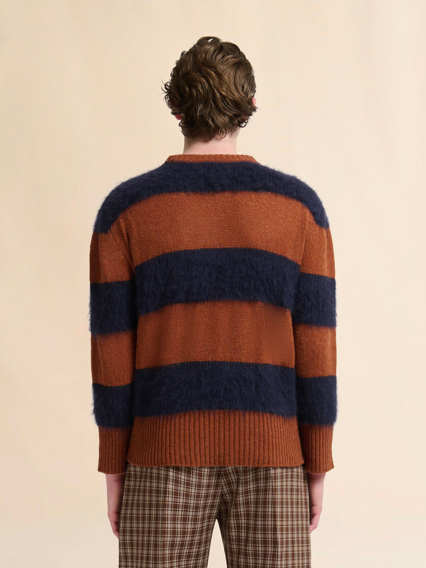 Brown wool and mohair jumper with striped pattern - Pullovers - Image 3