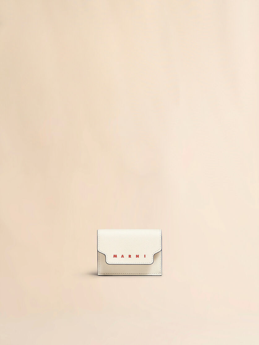 ホワイト サフィアーノレザー三つ折りウォレット - 財布 - Image 1