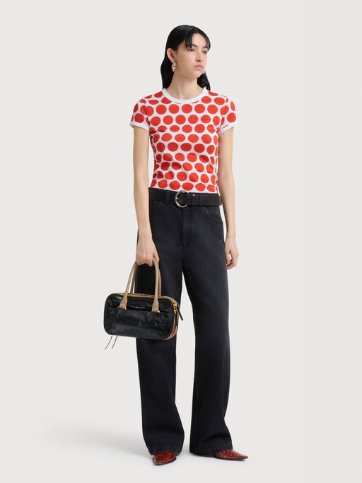 Jeans a gamba larga in denim nero - Pantaloni