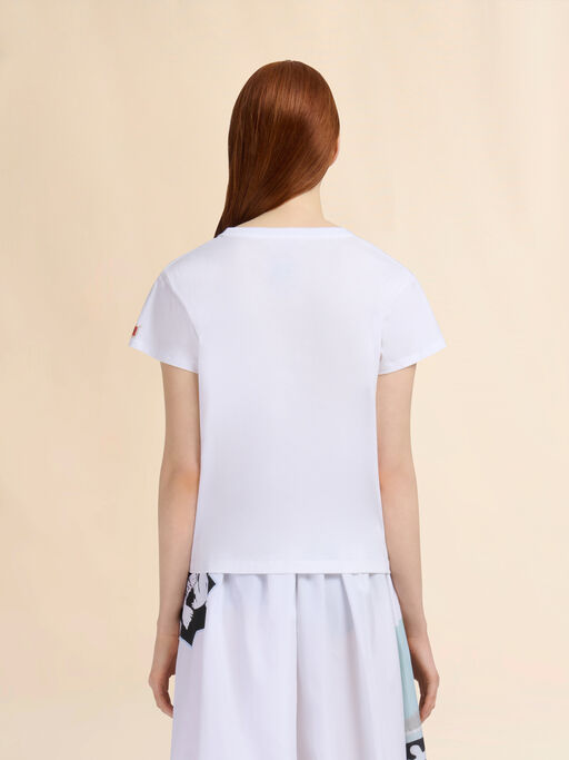 White cotton T-shirt with prints and patches - T-shirts