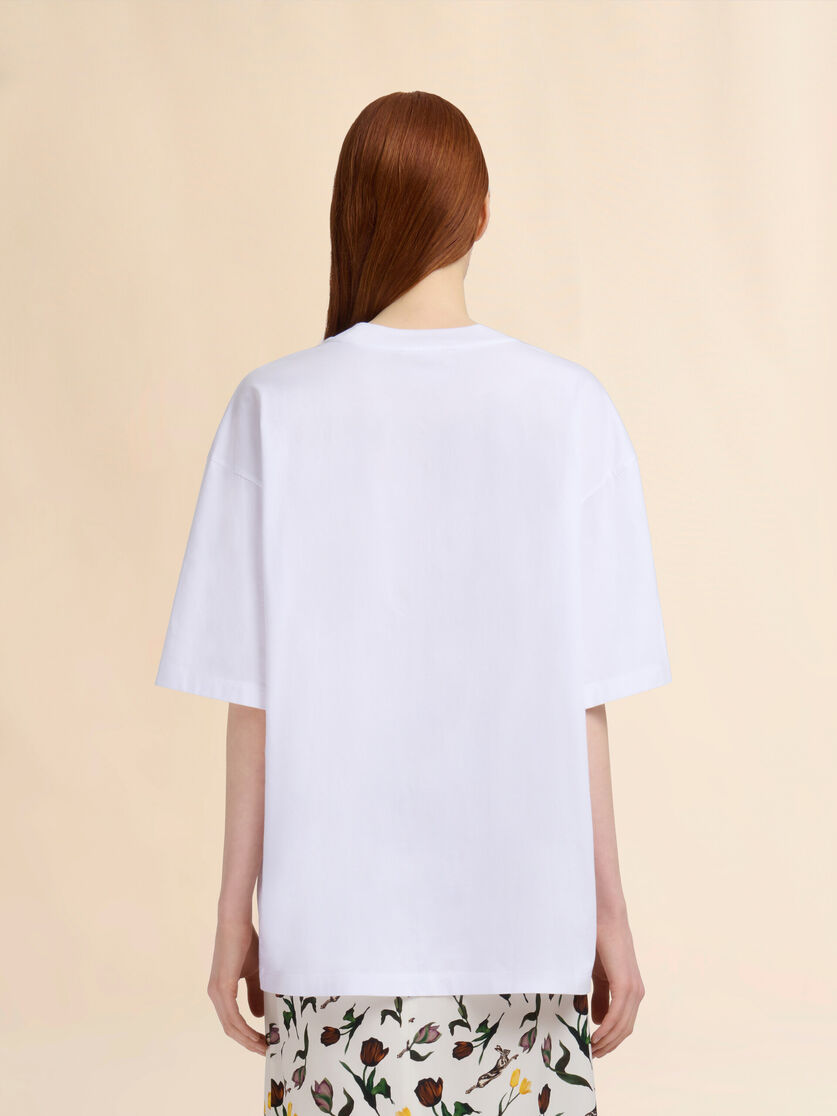 White cotton T-shirt with tulip print - T-shirts - Image 3