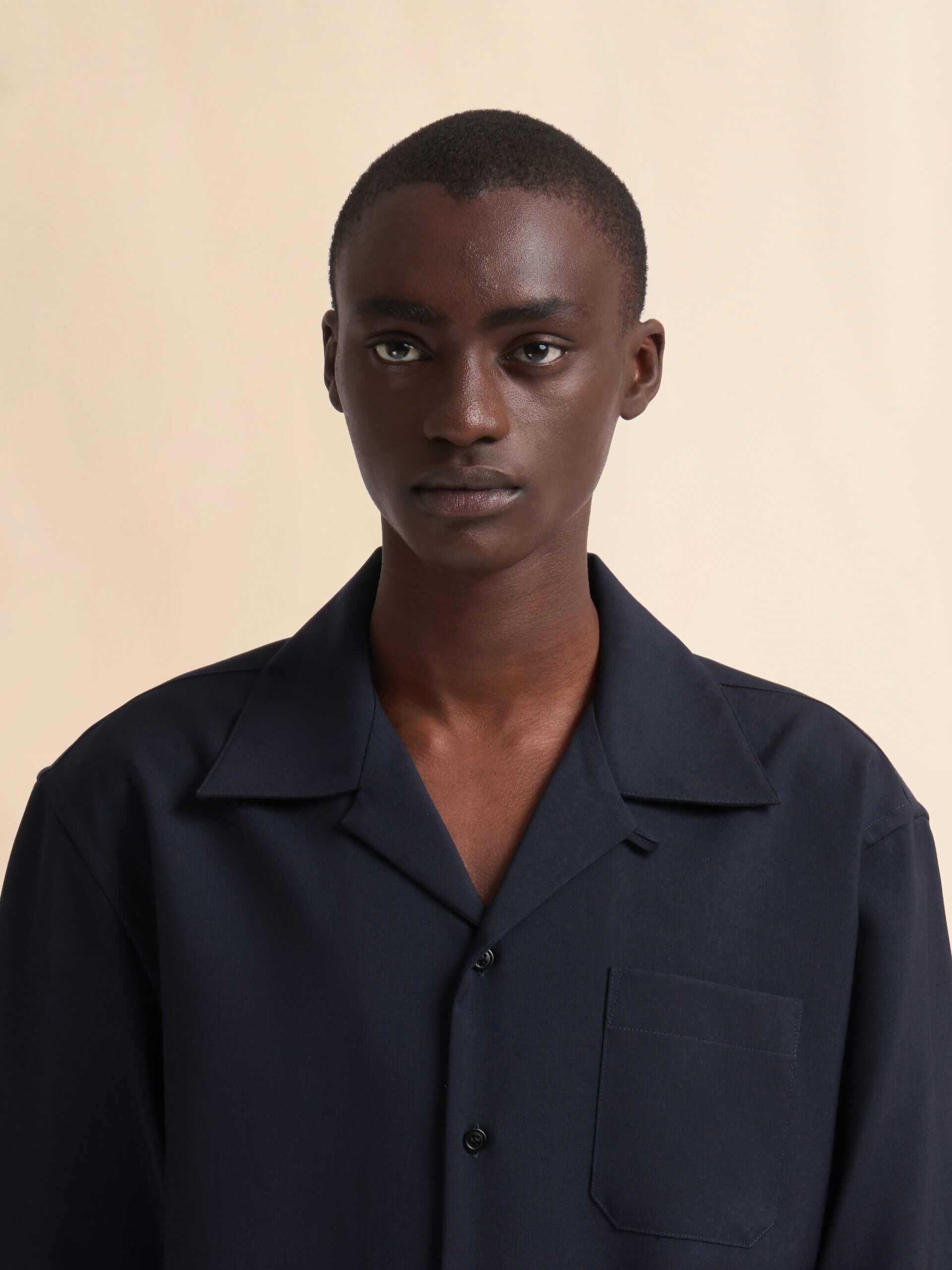Dark blue tropical wool bowling shirt | Marni