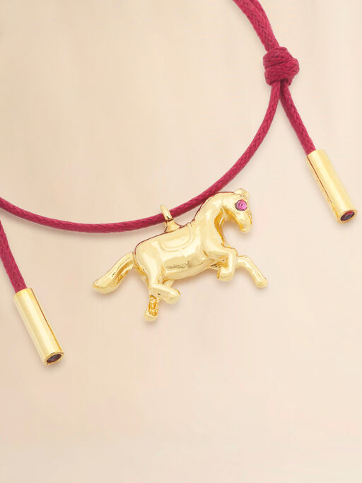 Red shoelace bracelet with horse charm - Bracelets