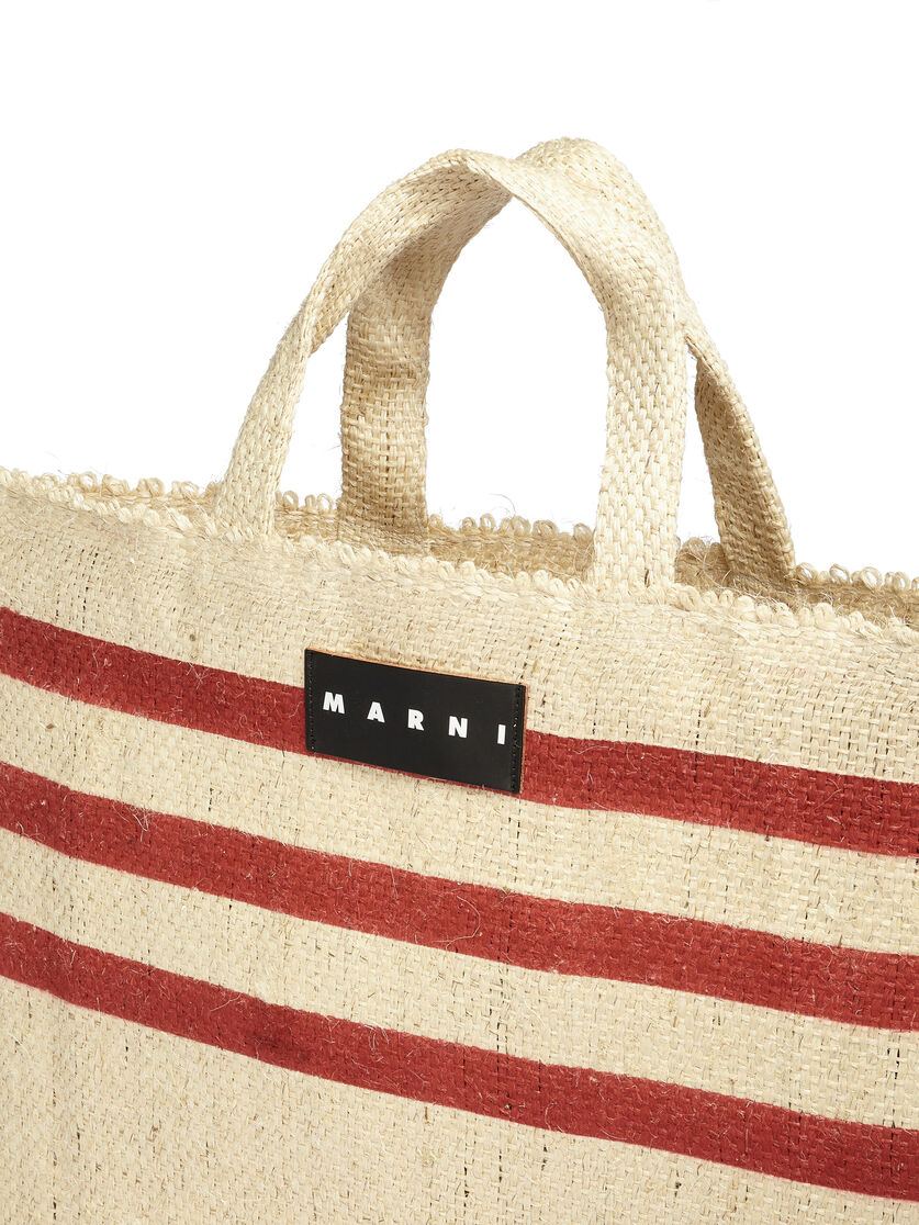 MARNI MARKET CANAPA large bag in black and orange natural fiber - Shopping Bags - Image 4