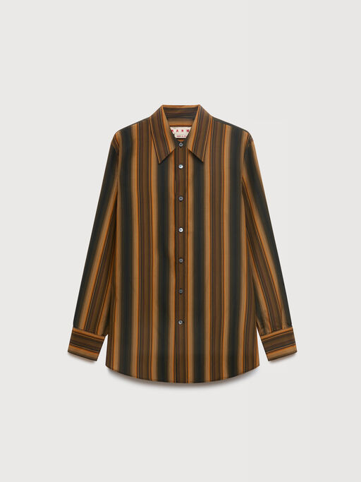 Orange Degrad&eacute; Stripe cotton-silk shirt - Shirts
