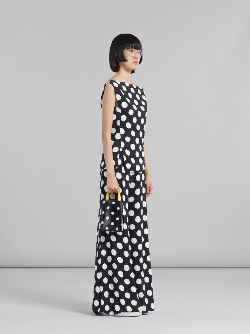 Black elasticated palazzo trousers with polka dots - Pants - Image 5