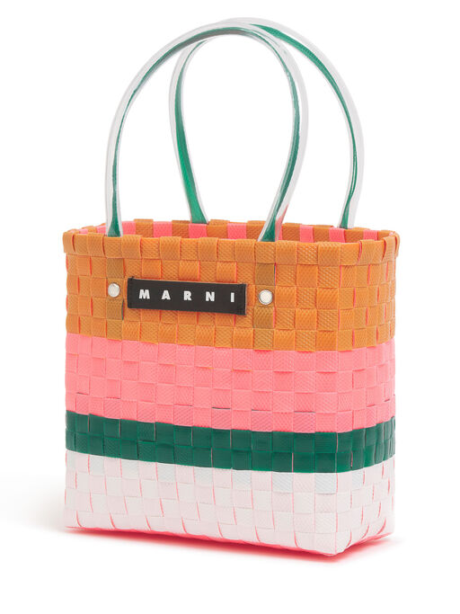 アースオブシエナ MARNI MARKET STRIPE BASKET BAG MINI - ショッピングバッグ