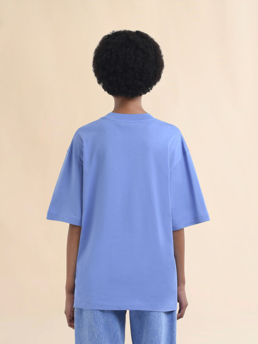 Light blue jersey cotton T-shirt with Marni Scribbled logo - T-shirts - Image 3
