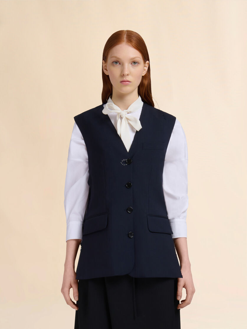 Gilet in lana blu scuro - Gilet - Image 2