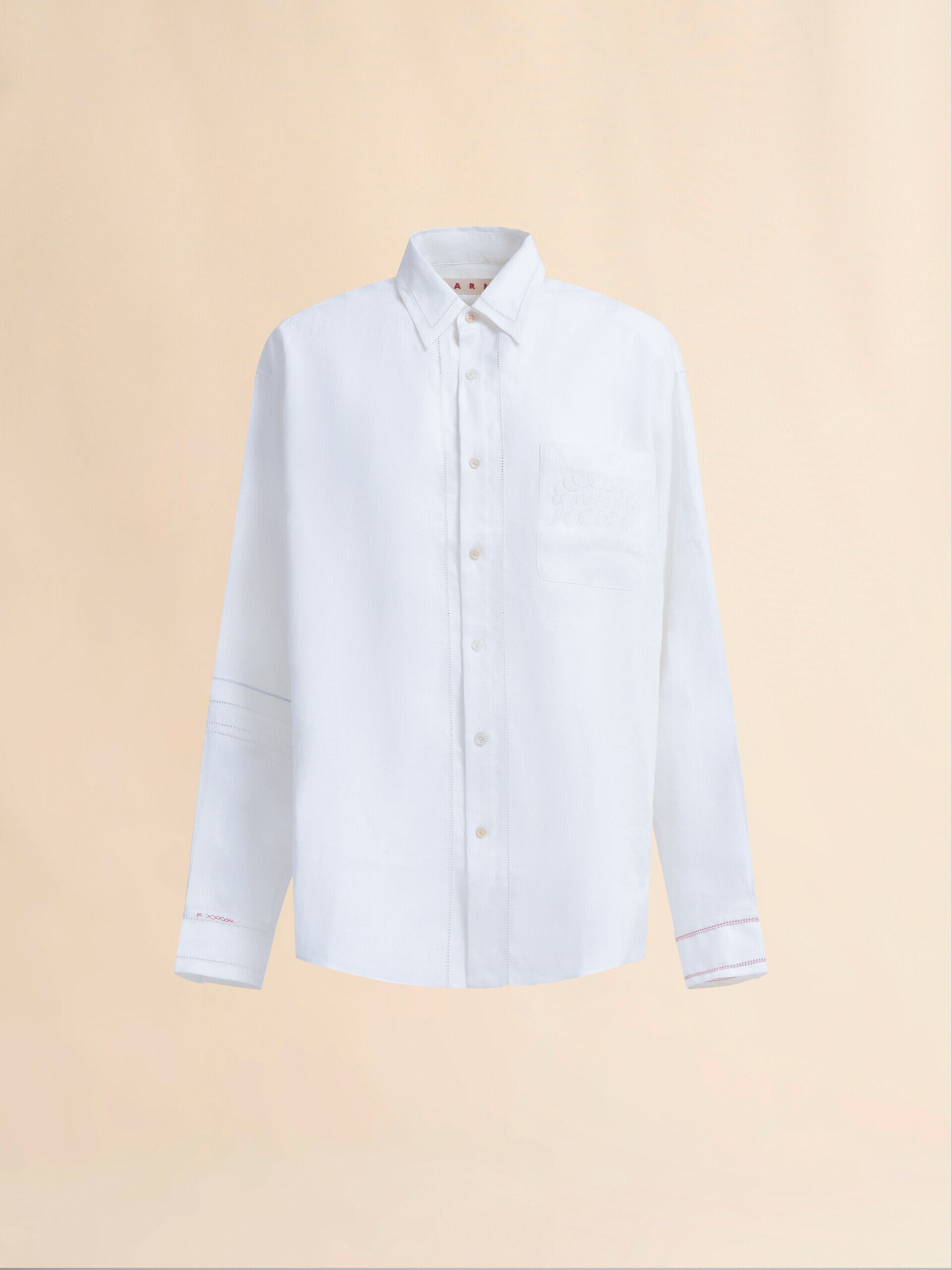 ホワイト オープンワーク刺しゅう リネン製 シャツ | Marni