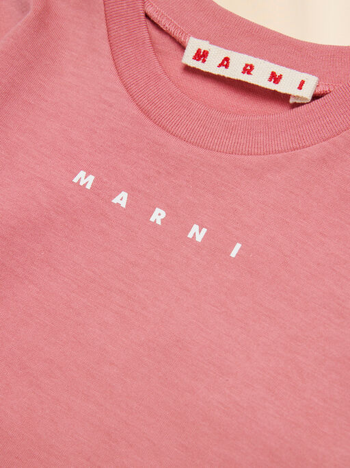 Pink long-sleeved cotton T-shirt with Marni logo - T-shirts