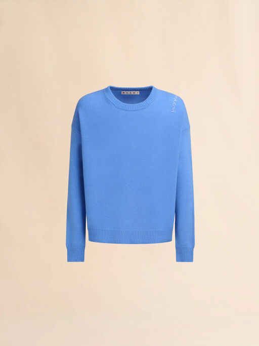 Maglione in cashmere indaco con ricamo Marni Symbol - Pullover