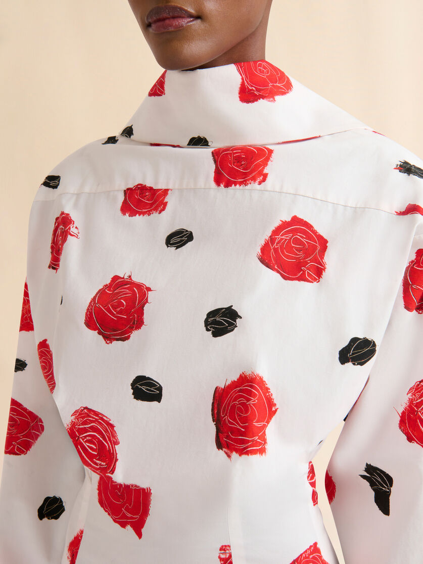 Abito a camicia in popeline bianco con stampa Iris - Vestiti - Image 4