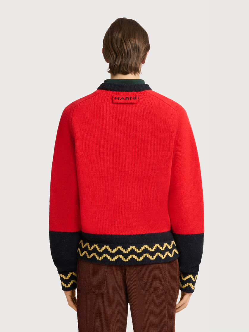 Red wool jumper with M intarsia, Image 4