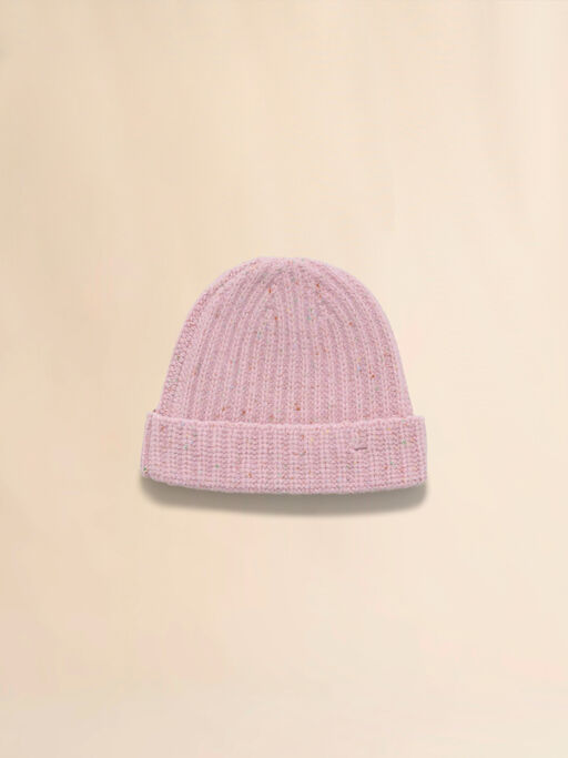 Pink Shetland wool beanie with Marni Mending - Hats
