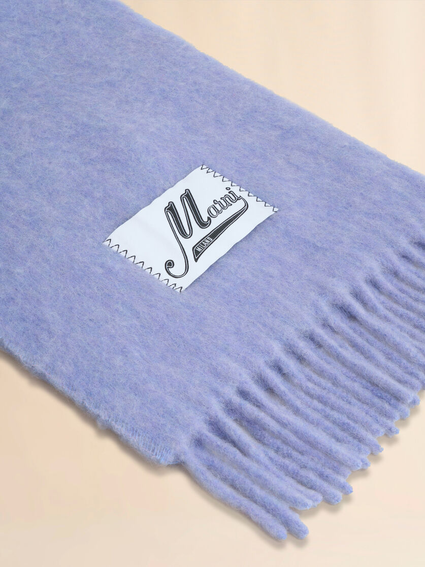 Light blue brushed alpaca scarf with fringes - Scarves - Image 2