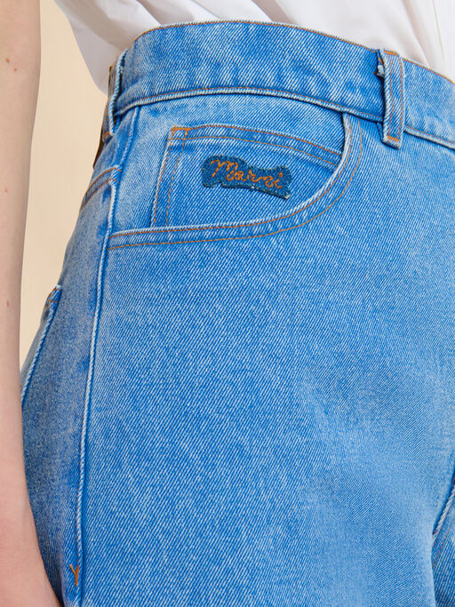 Jean fuselé en denim biologique bleu - Pantalons