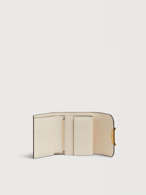 クリーム レザー製 Envelope 三つ折りウォレット - 財布