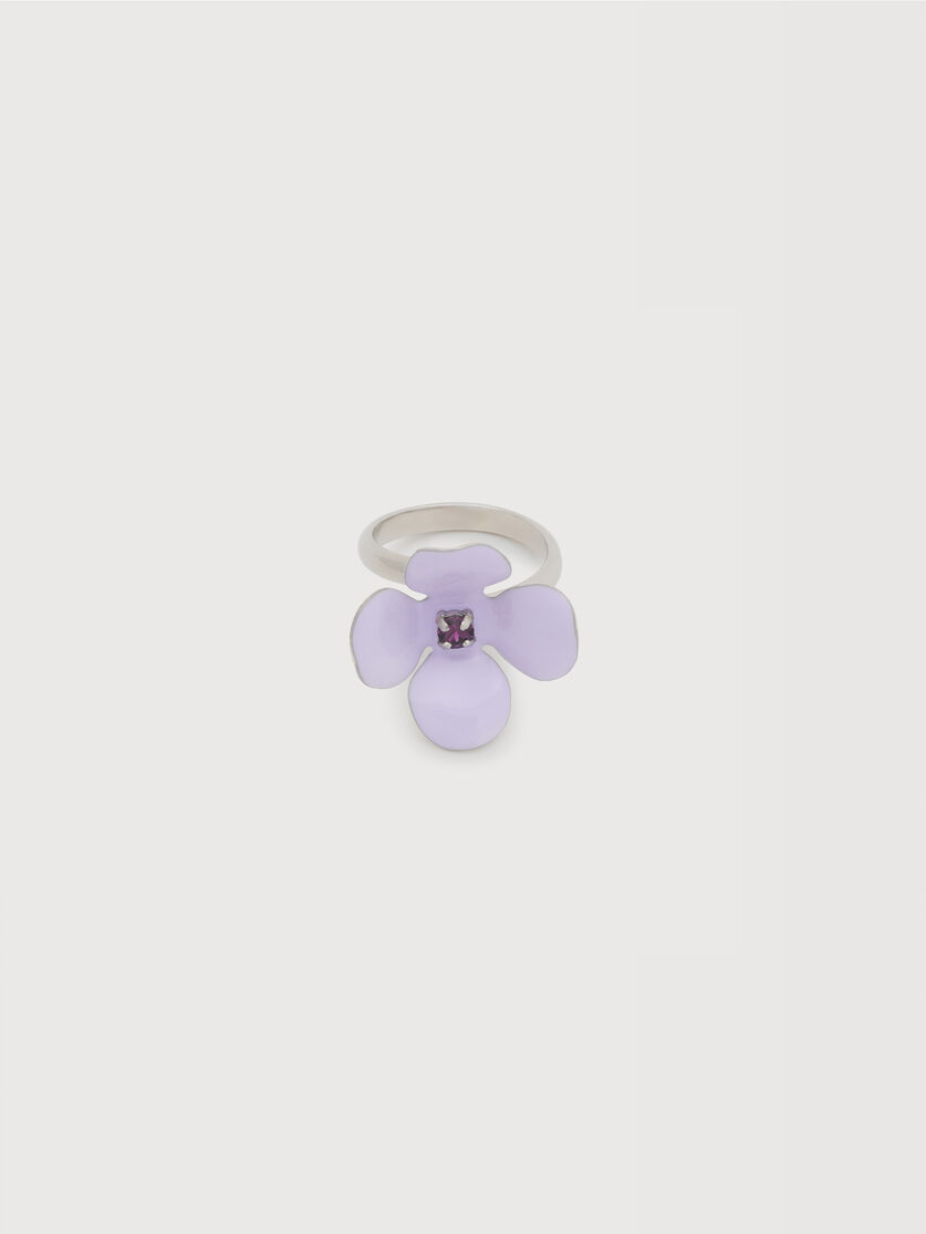 Purple enamel daisy ring, Image 1