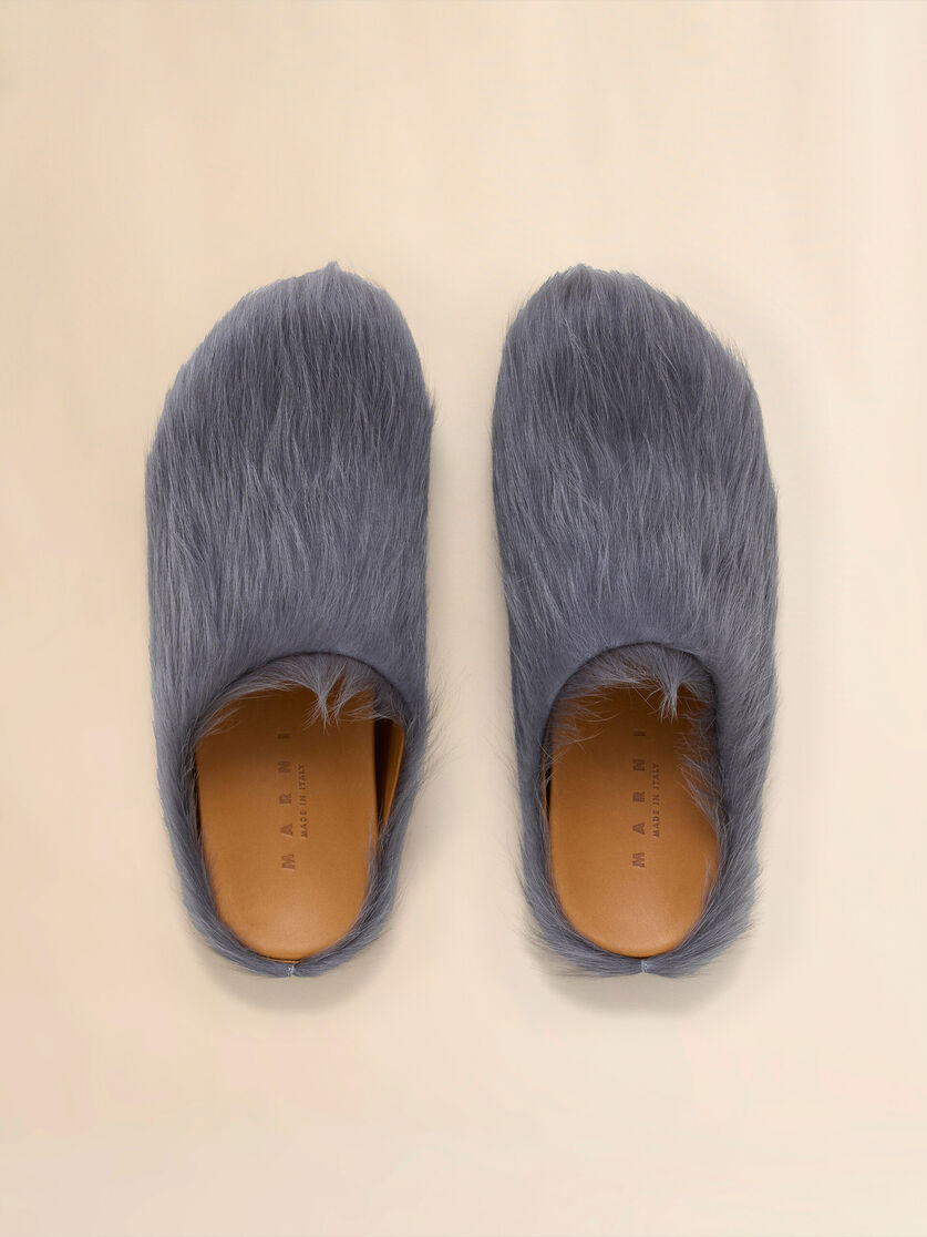 Blue long-hair calfskin Fussbett sabot - Clogs - Image 4