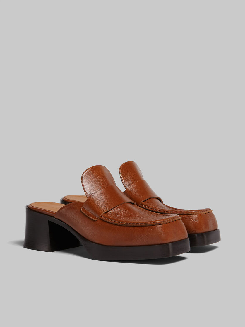 Brown leather heeled mule - Clogs - Image 2