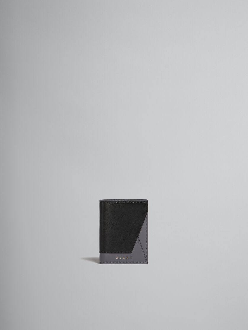 Zweifache Faltbrieftasche aus Leder in Grau und Schwarz - Brieftaschen - Image 1