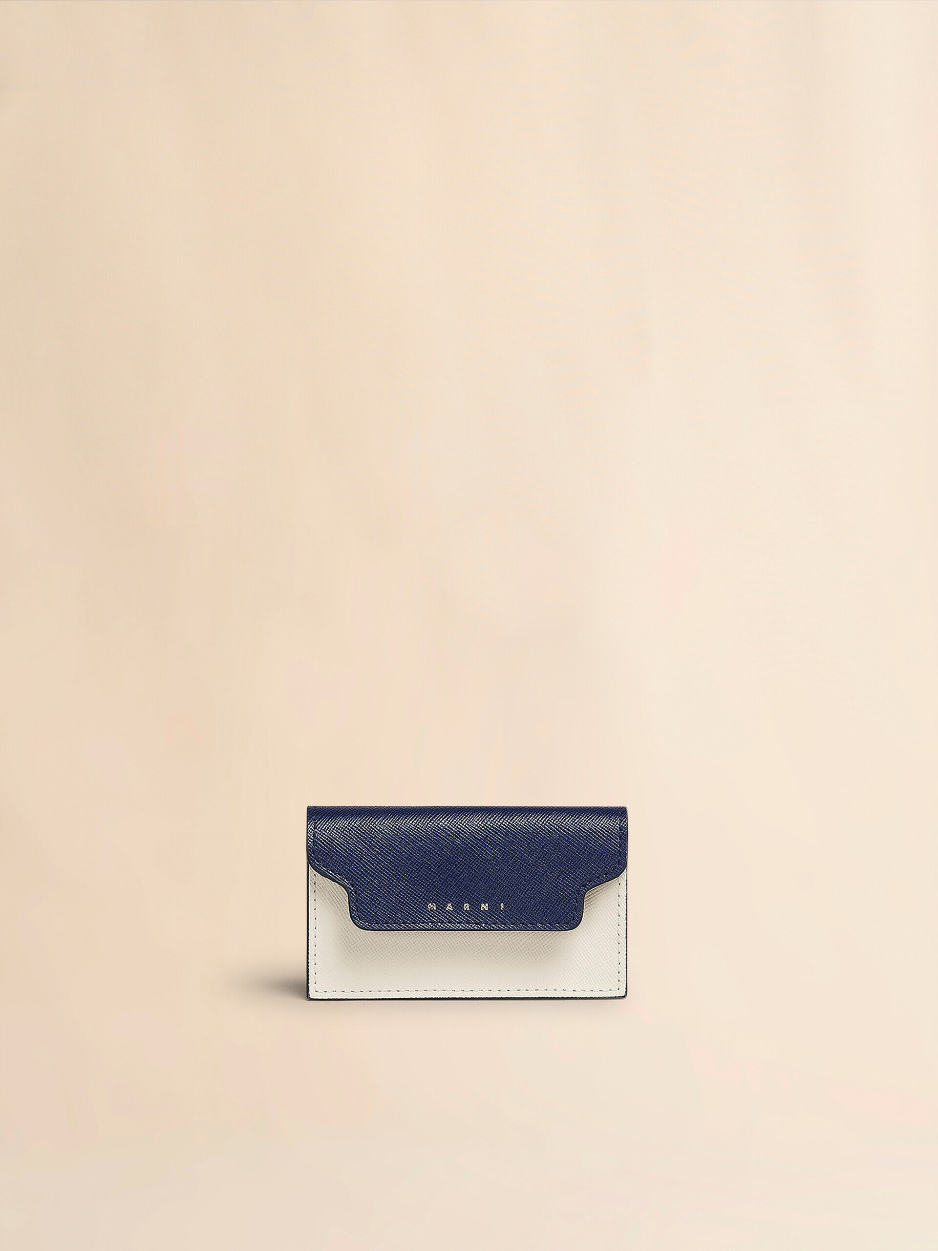 Blue white and brown saffiano leather business card case | Marni