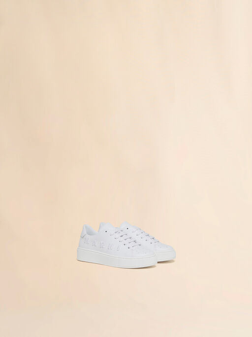 White leather sneaker with tonal Marni embroidery - Sneakers