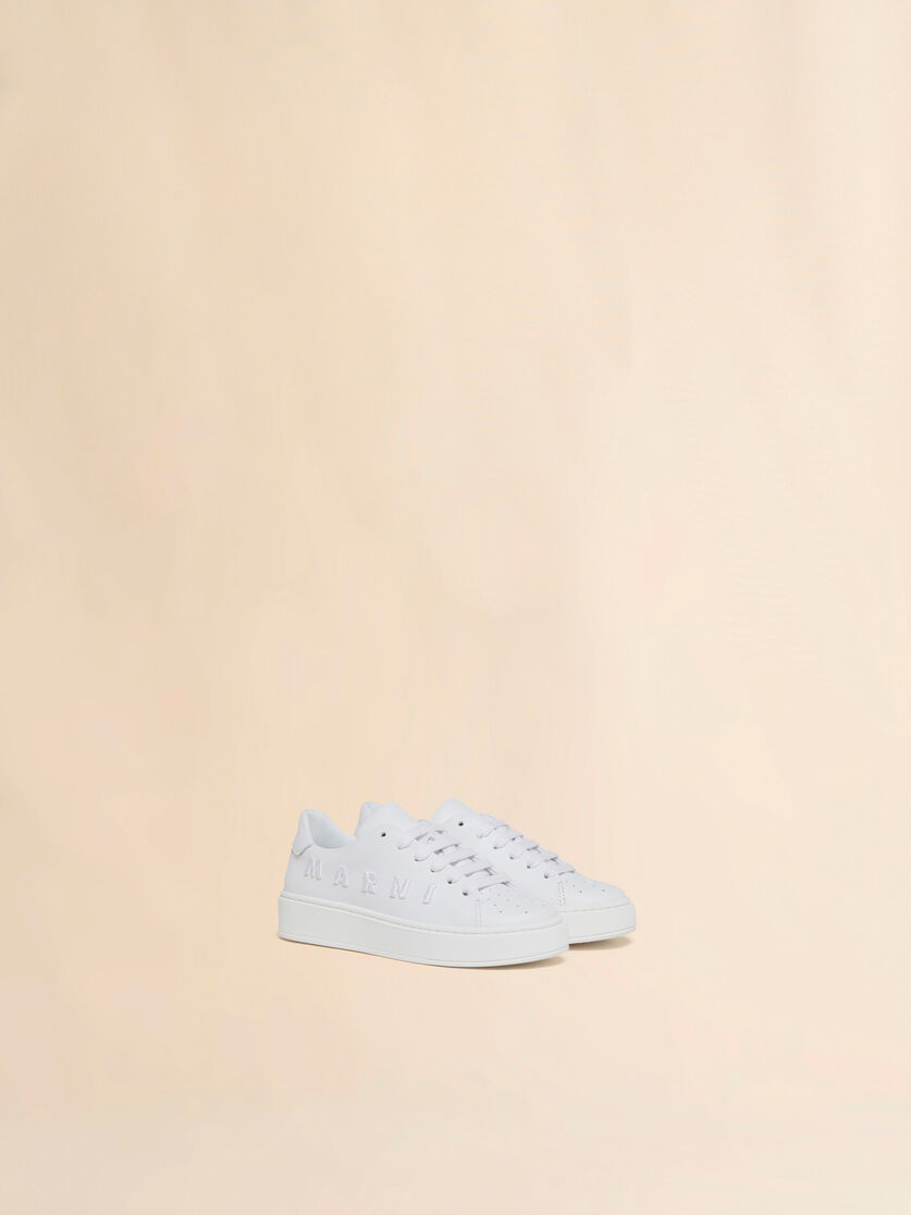 White leather sneaker with tonal Marni embroidery, Image 2