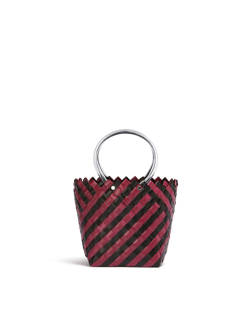 MARNI MARKET TAHA bag in green and burgundy woven material - Shopping Bags - Image 3
