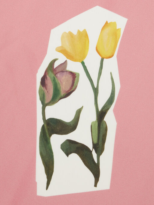 Pañuelo de seda rosa con collage de flores - Otros accesorios
