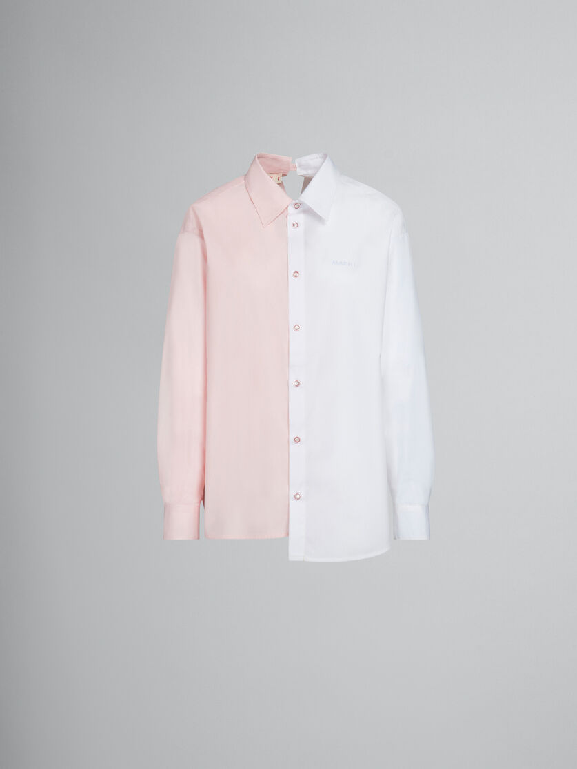White asymmetric shirt in bio poplin - Shirts - Image 1