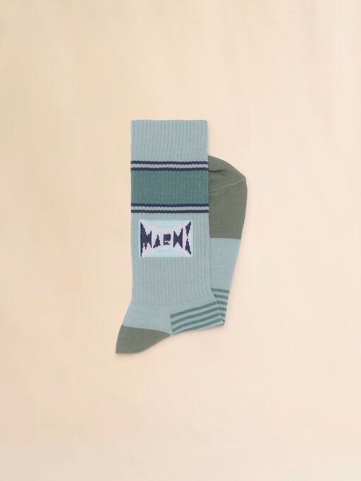 Green cotton socks with jacquard logo - Socks