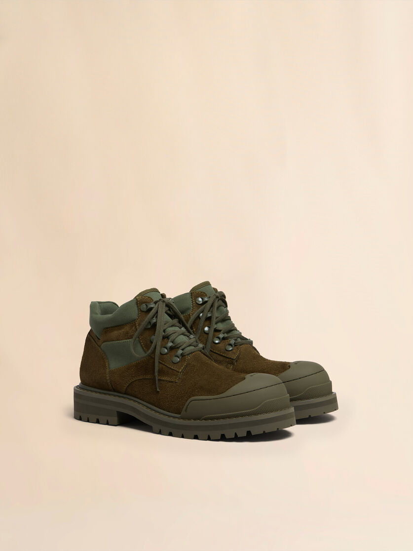 Green suede Patchy combat boot - Boots - Image 2