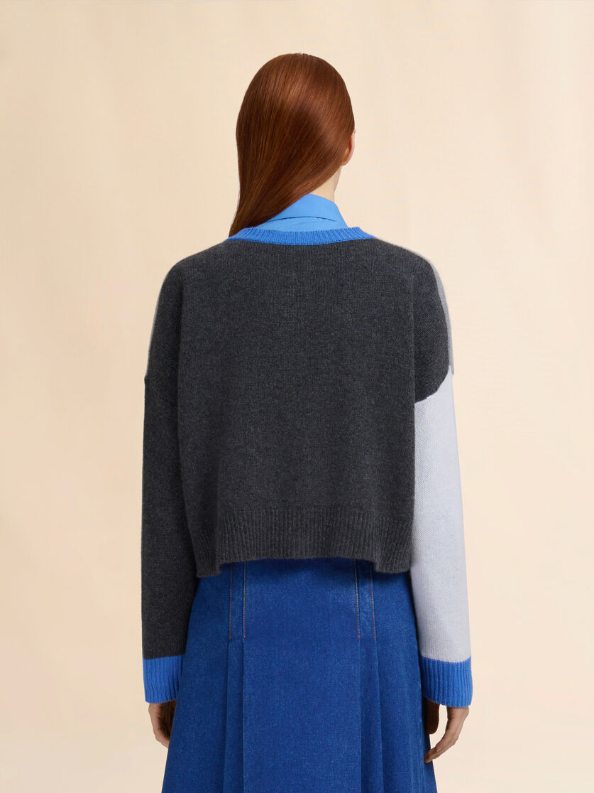 Grey cashmere colour-block cardigan - Pullovers - Image 3