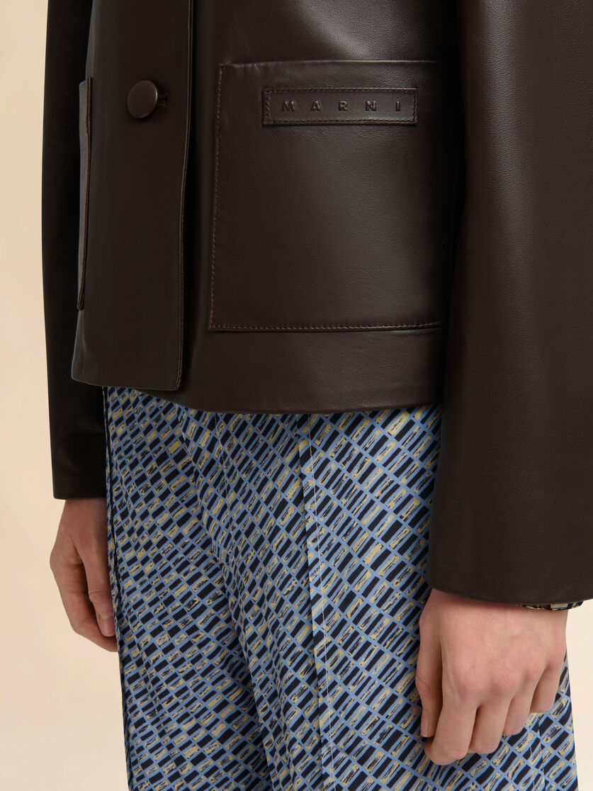 Brown nappa baby jacket with shearling trims, Image 5