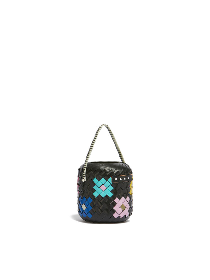 Bolso MARNI MARKET BUCKET pequeño negro con flor - Bolsos shopper - Image 2