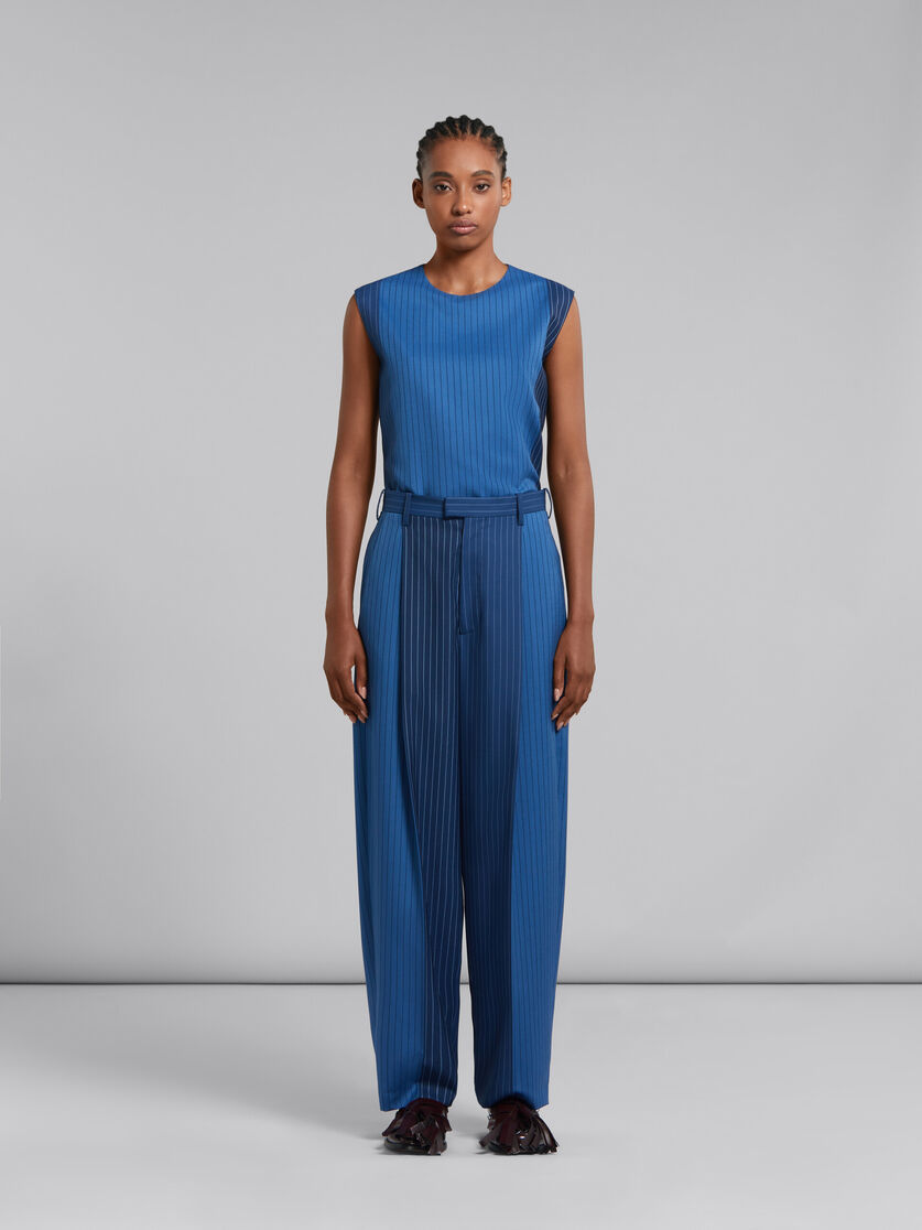 Blue dégradé pinstripe wool trousers - Pants - Image 2