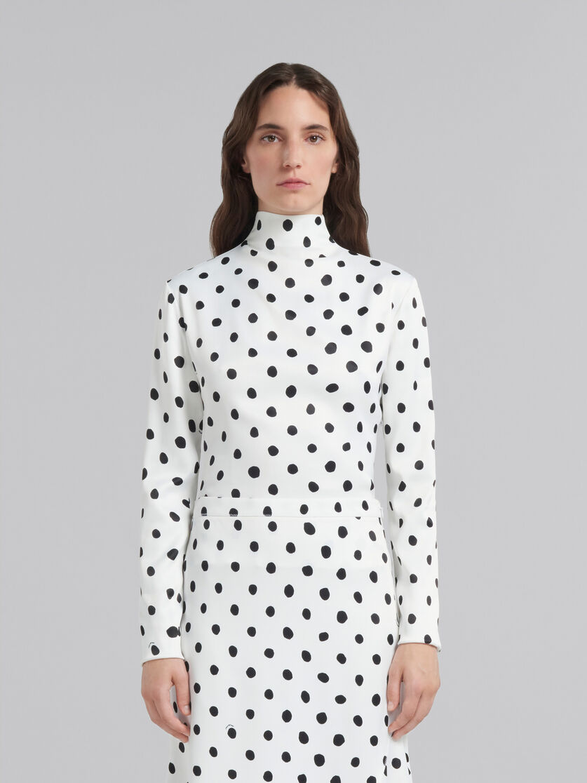 White satin high-neck top with polka dots - Shirts - Image 2
